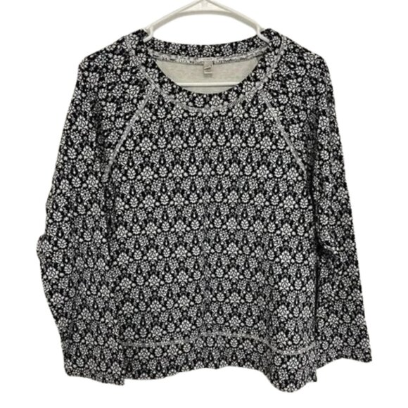 J Crew NWOT Long Sleeve Floral Sweatshirt 95% Cotton Accent Stitched Size M - Picture 1 of 7